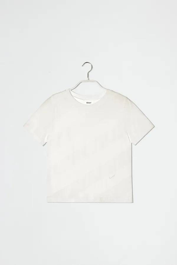 SHEER DIAGONAL STRIPE KNIT - CREAM