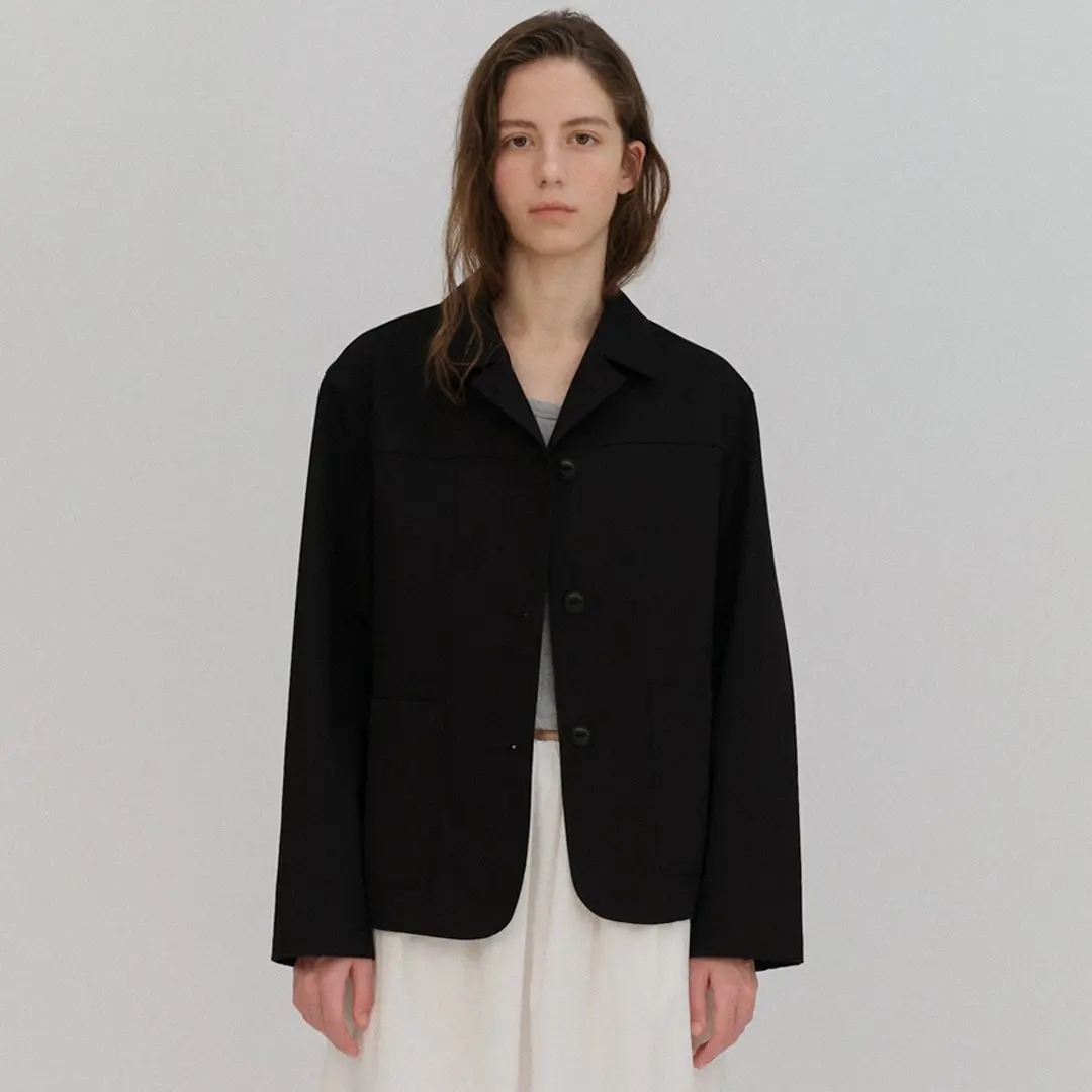 베이오드 Classic cotton collar jacket_black 상품 이미지 1