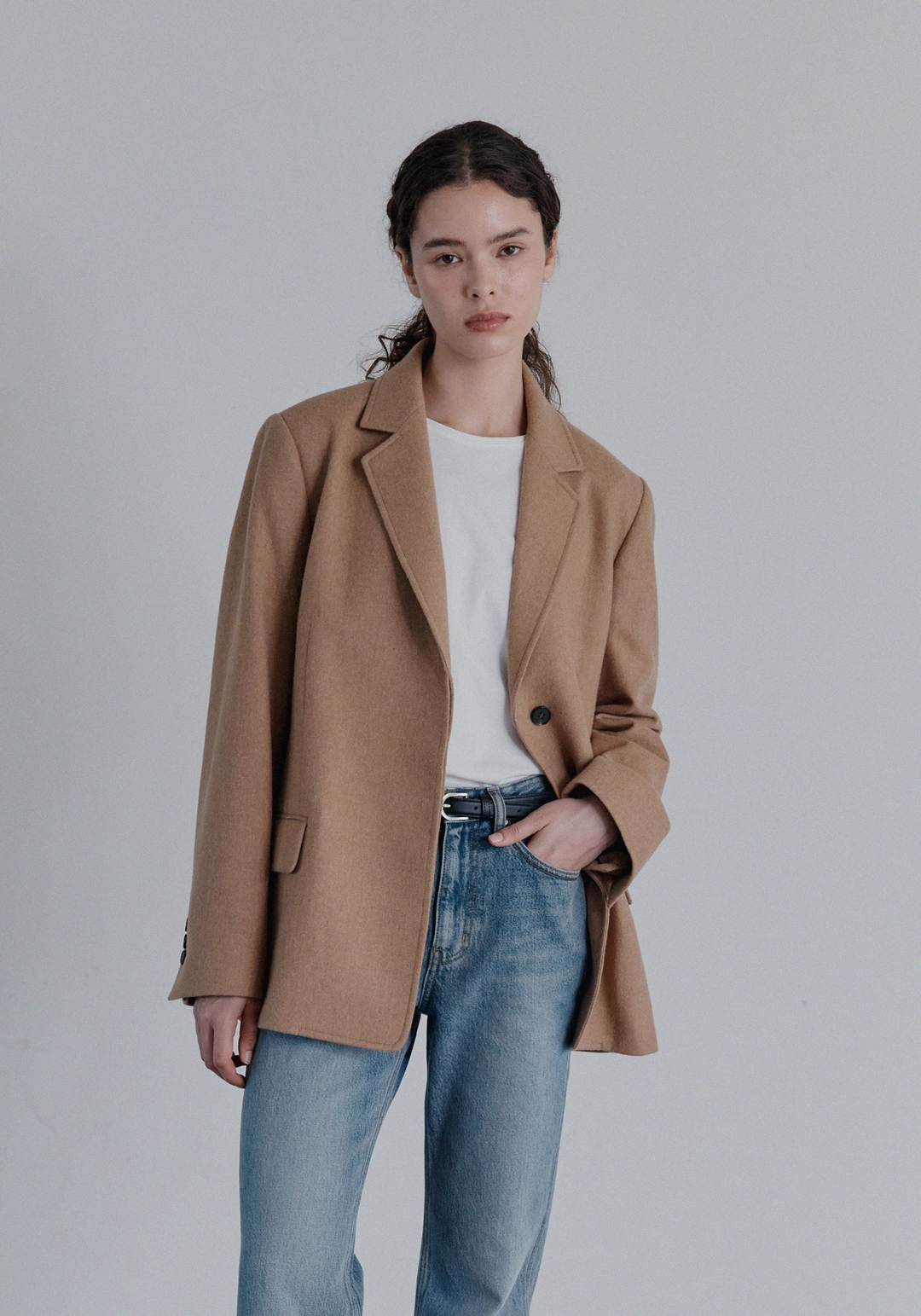 엘로주 Fable Hidden Wool Belt Jacket (Camel) 상품 이미지 1