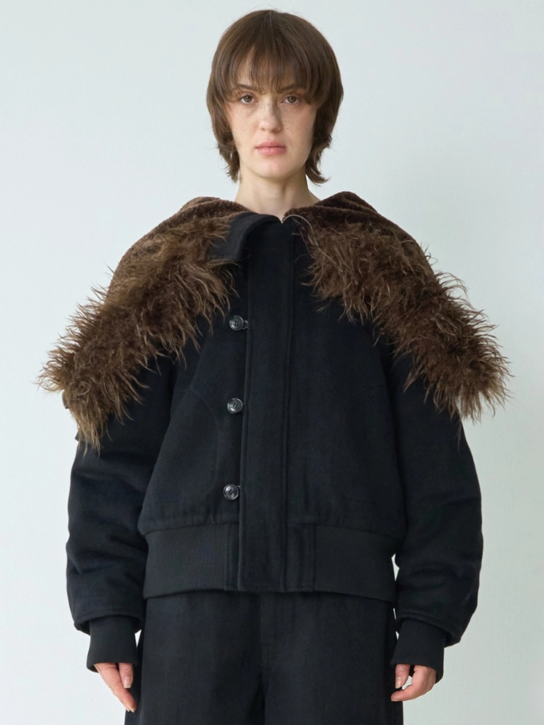 밀로 우먼 Button Flight Wool Parka [Black] 상품 이미지 2