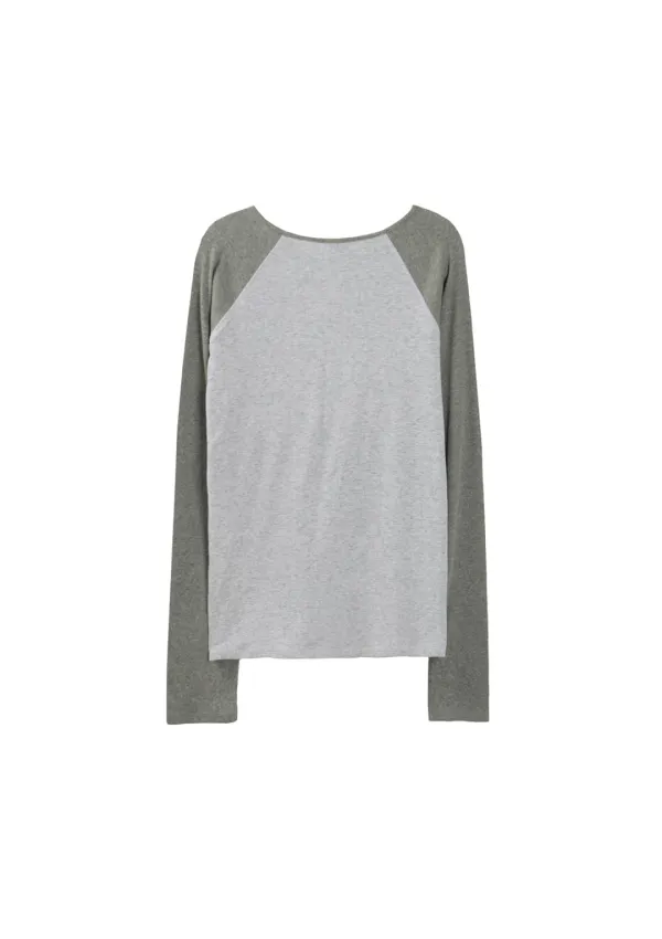 Mused Crispy Ribbed Raglan Top - Melange Grey