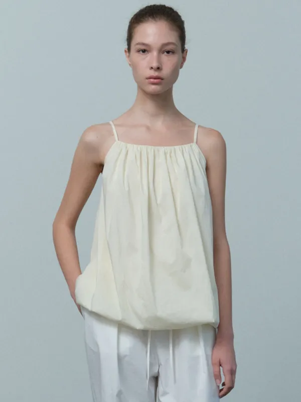 shirring balloon blouse (light yellow)