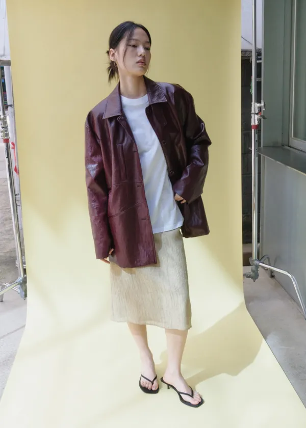 STUNNA LEATHER JACKET [BURGUNDY] - 주식회사 휘하우스