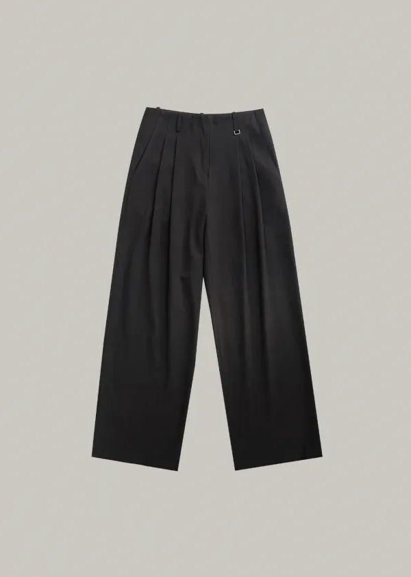 noir pintuck slacks (charcoal)