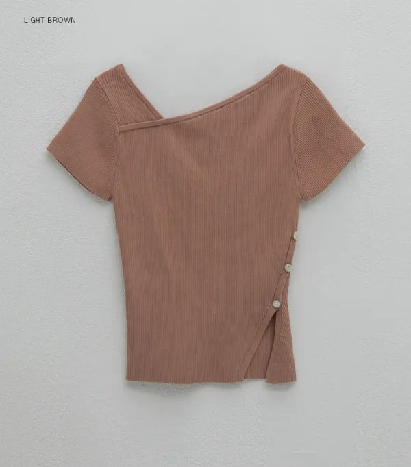(Z-T-6651)UNBALANCED CUTOUT SLIM KNIT