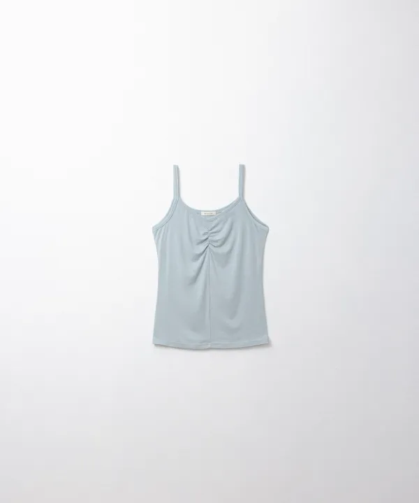레이어드 셔링 슬리브리스 (opal blue)