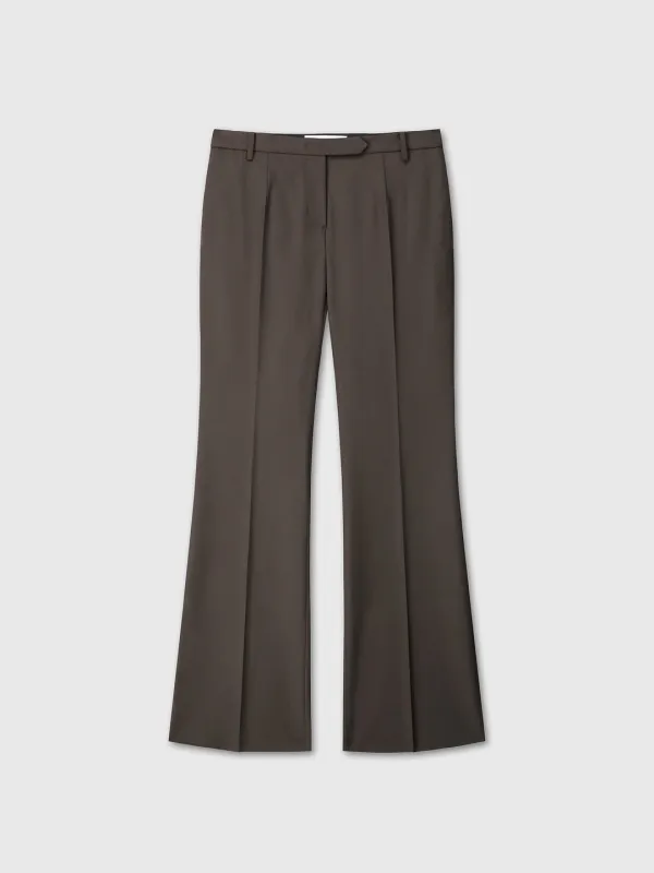 (W) LOOSE FIT WOOL TAILORED TROUSERS_ BROWN