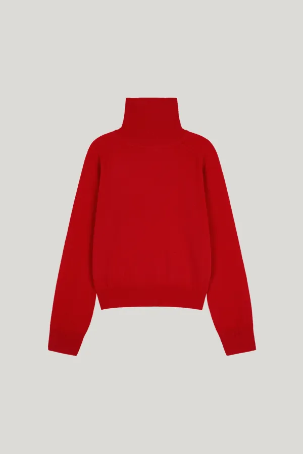 wool turtleneck knit_red