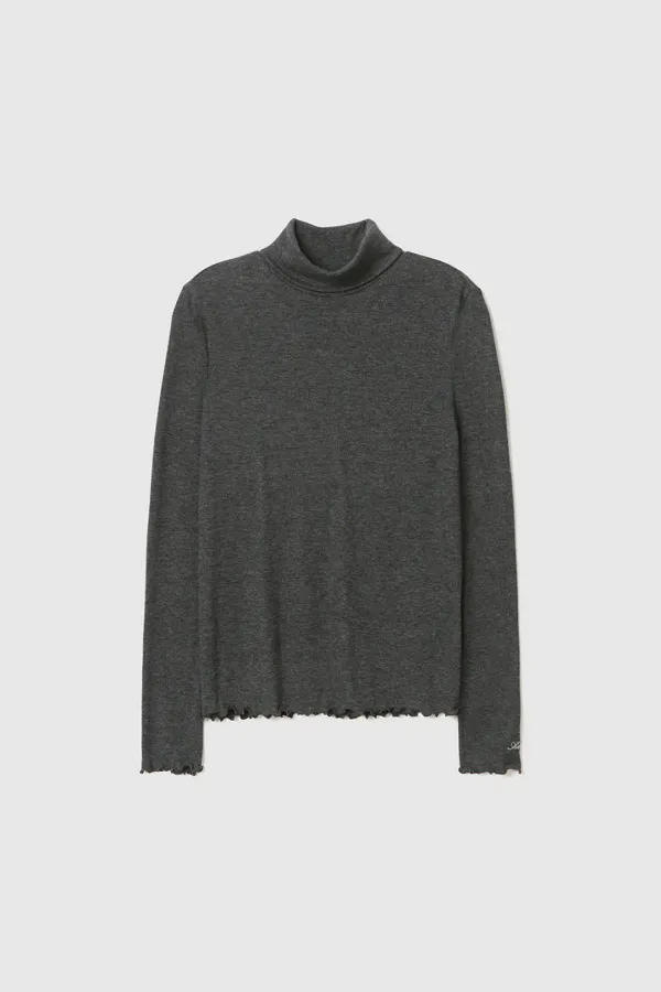 코이에 자수 포인트 터틀넥 티셔츠 (Gray)