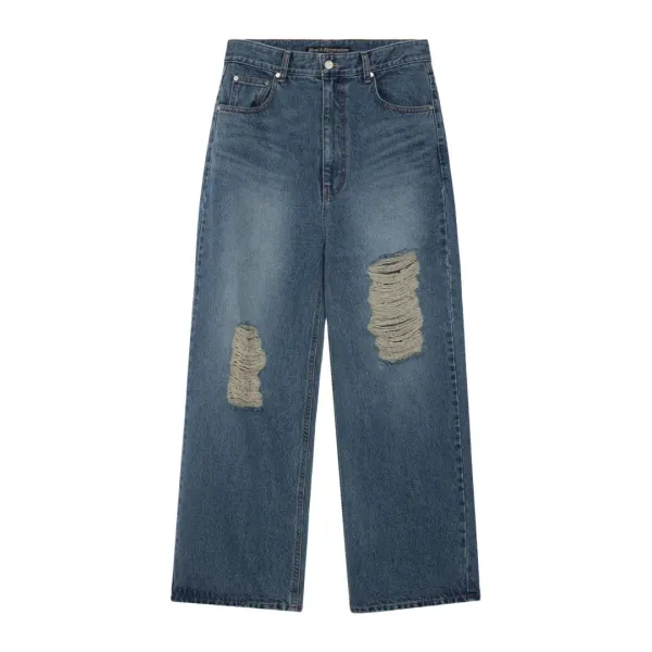 DESTROYED DENIM PANTS - BLUE