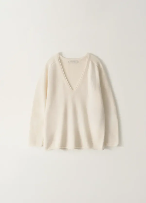 Cerin deep v-neck pullover (Ivory)