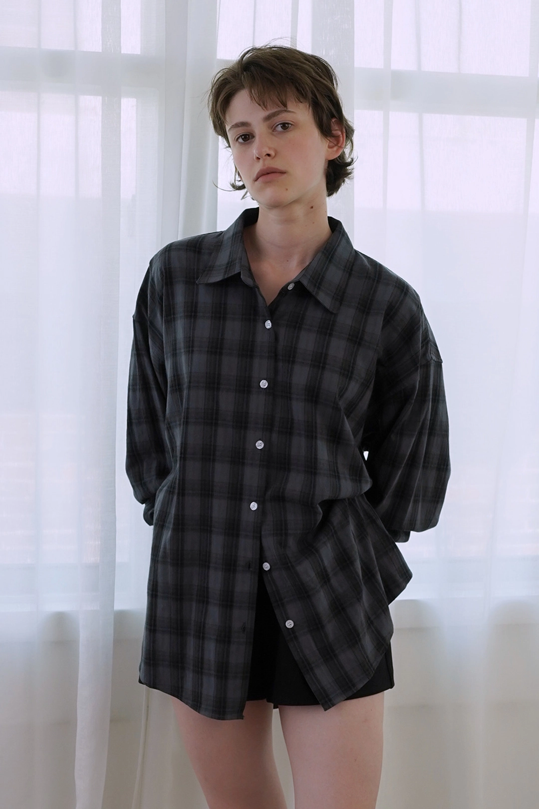 위드아웃썸머 Autumn check shirt_navy 상품 이미지 2