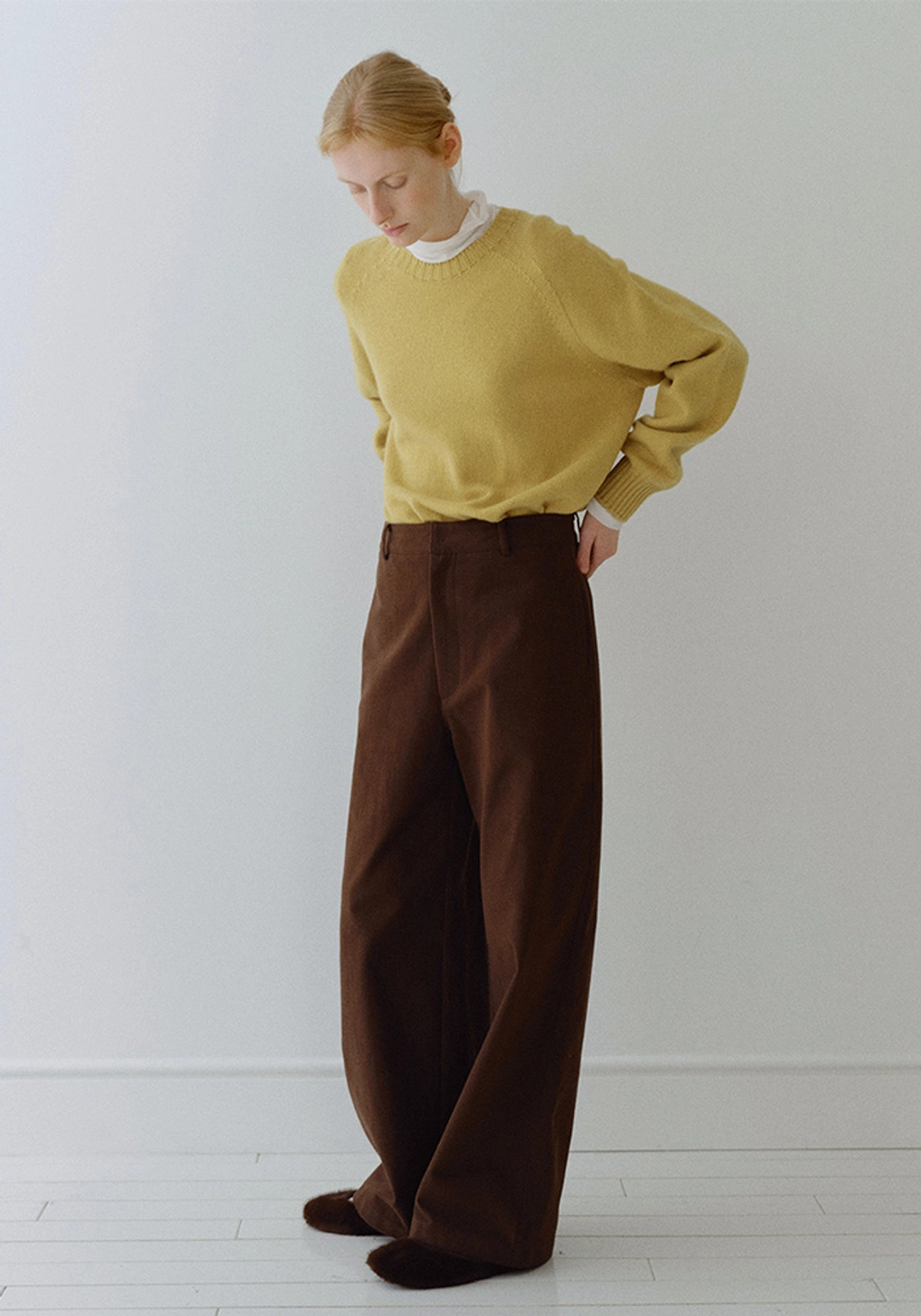오브베이지 FLEECE COTTON WIDE PANTS_BROWN_OE4C2XPL06BRW 상품 이미지 2