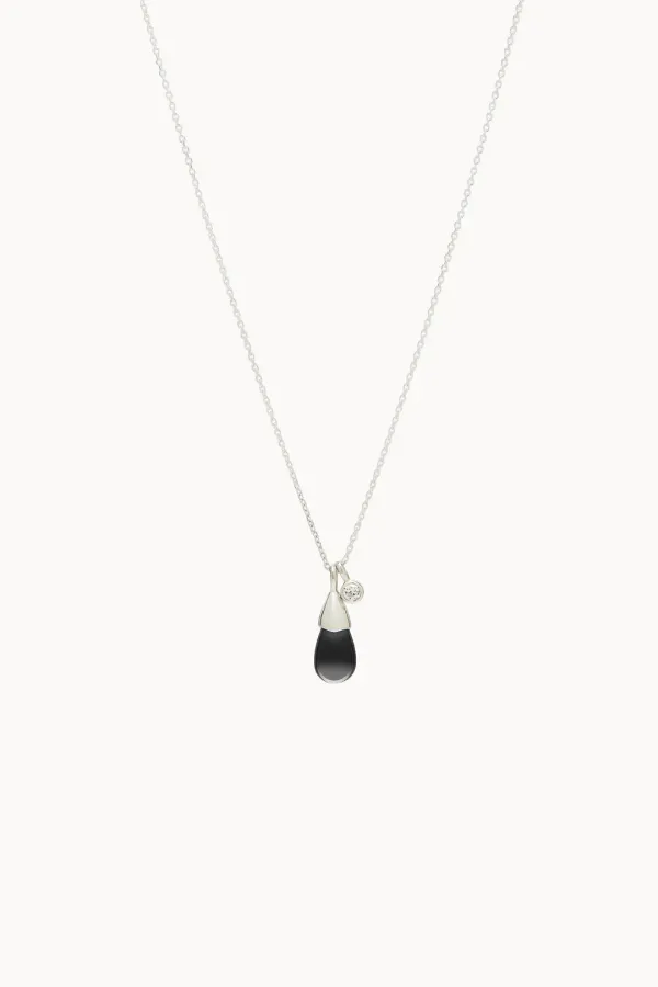 [VEI] 925silver PETAL STONE NECKLACE_ONYX_OD3A2MNE93