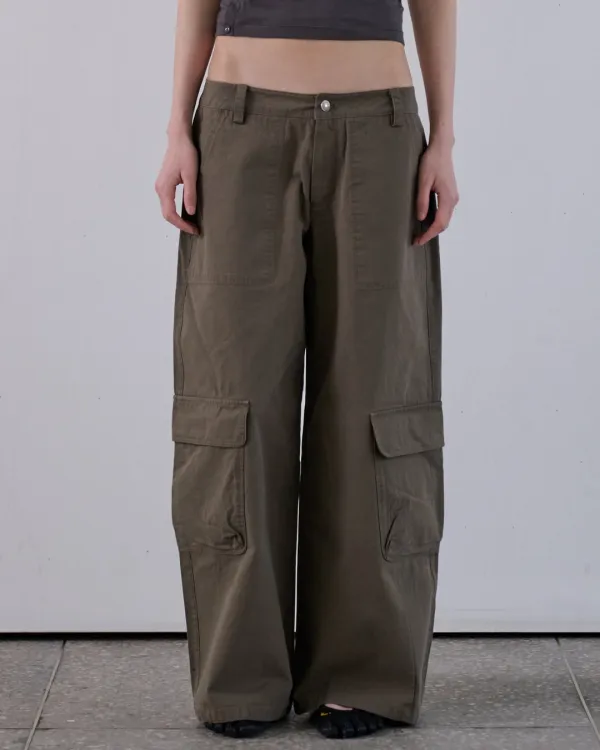 COTTON CARGO PANTS - KHAKI