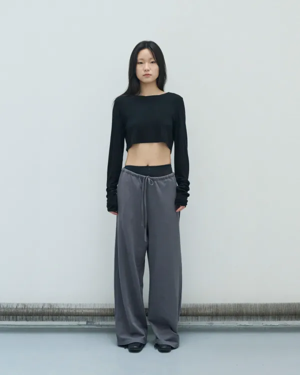 Wide leg jersey pants (charcoal)