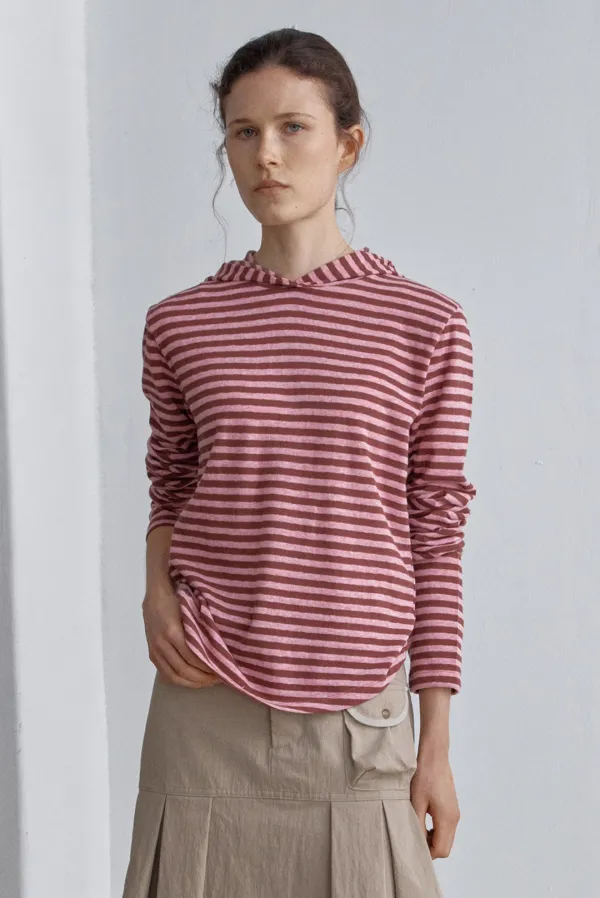 love stripe hoodie - pink