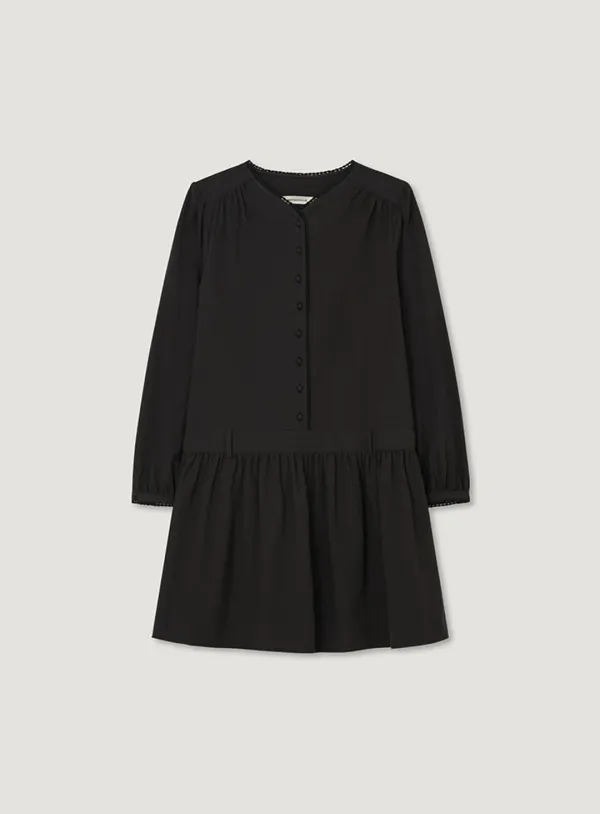 RAY SHIRRING ONE PIECE_BLACK
