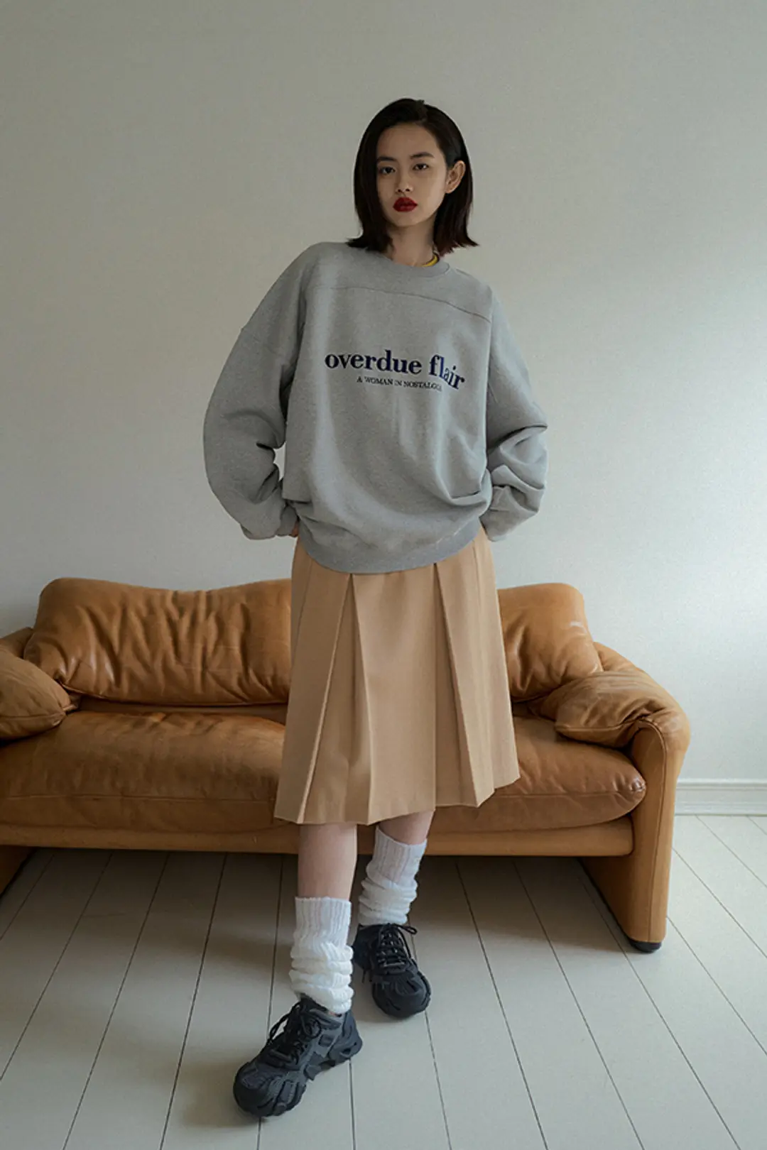 오버듀플레어 NEEDLE OVERSIZE SWEATSHIRT_MELANGE 상품 이미지 2