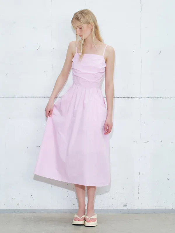 Slip Shirring Pocket Dress, Lavender Pink