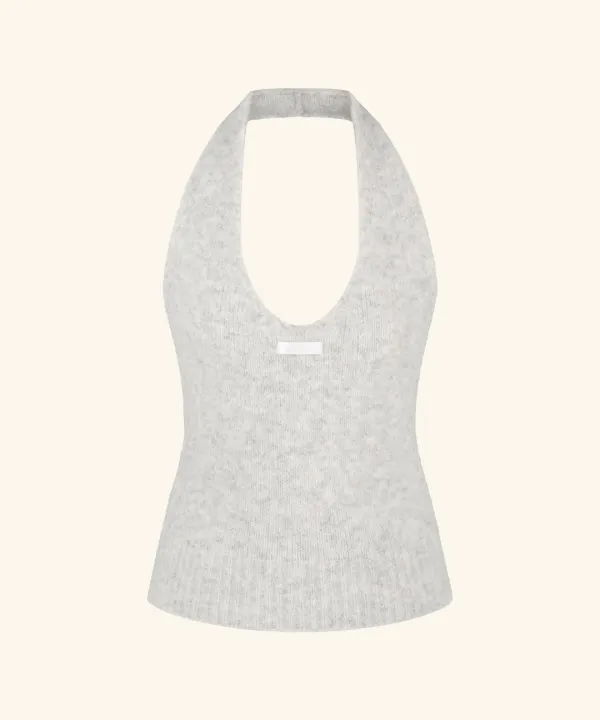 Letters Hairy Bustier Wool Knit ( Gray )