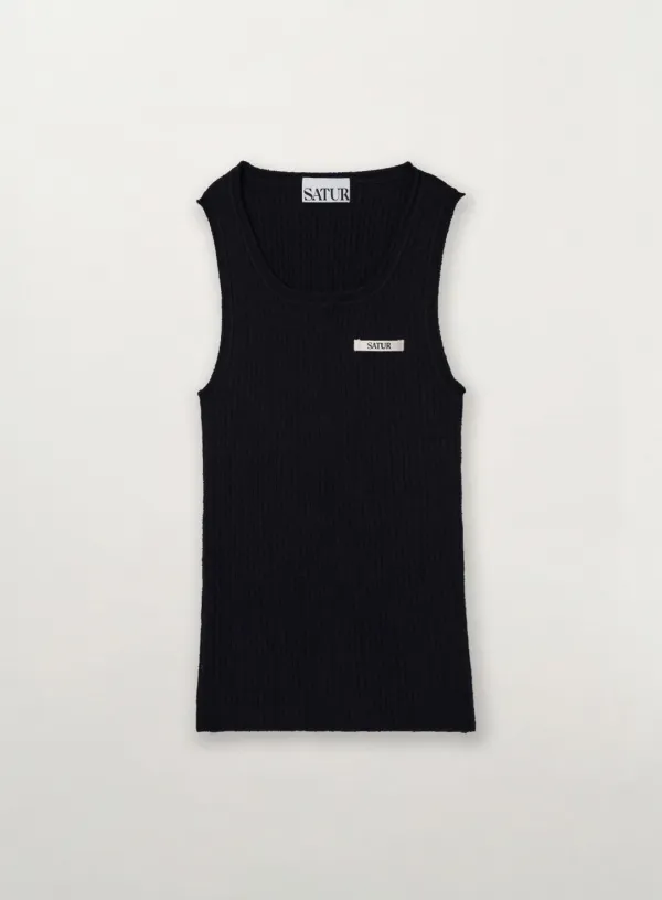 (W) Basic Knit Sleeveless - Black