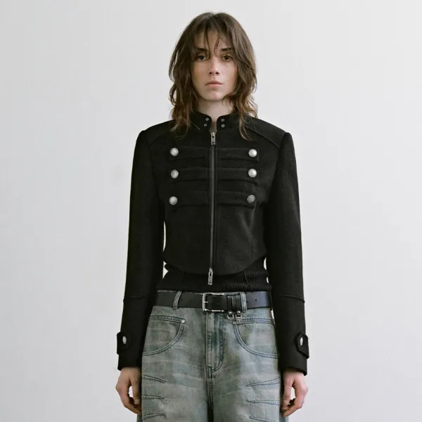Crop Band Jacket [ Black ]