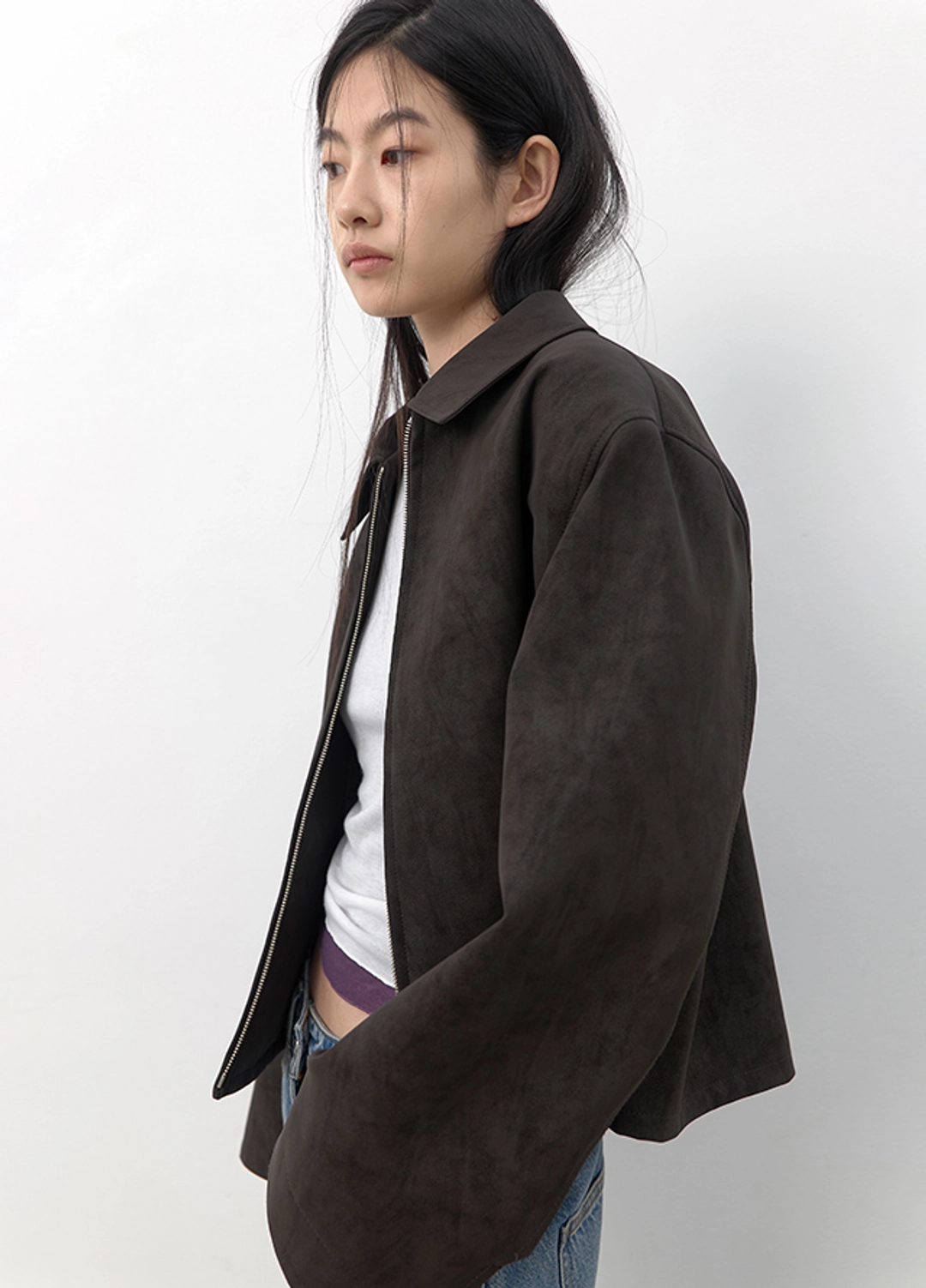 아뜰리에 나인 (JK-3072)ZIP-UP SUEDE LEATHER JACKET 상품 이미지 2