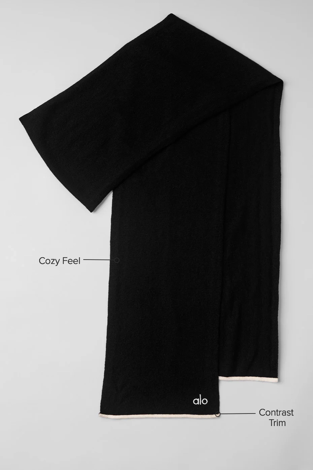 알로요가 Cashmere Light Frosted Scarf - Black/Ivory 상품 이미지 2