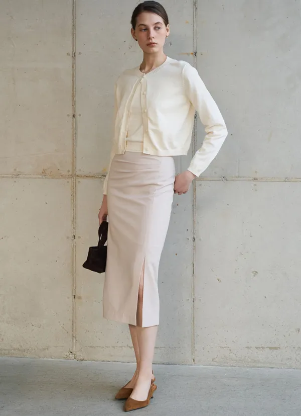 Ruelle Draped Skirt, BEIGE