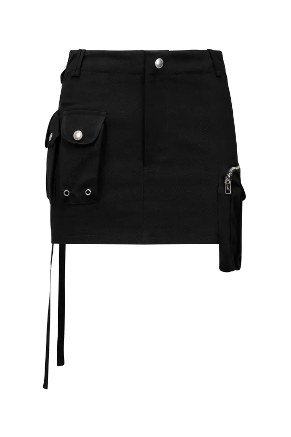STRAP CARGO MINI SKIRT BLACK