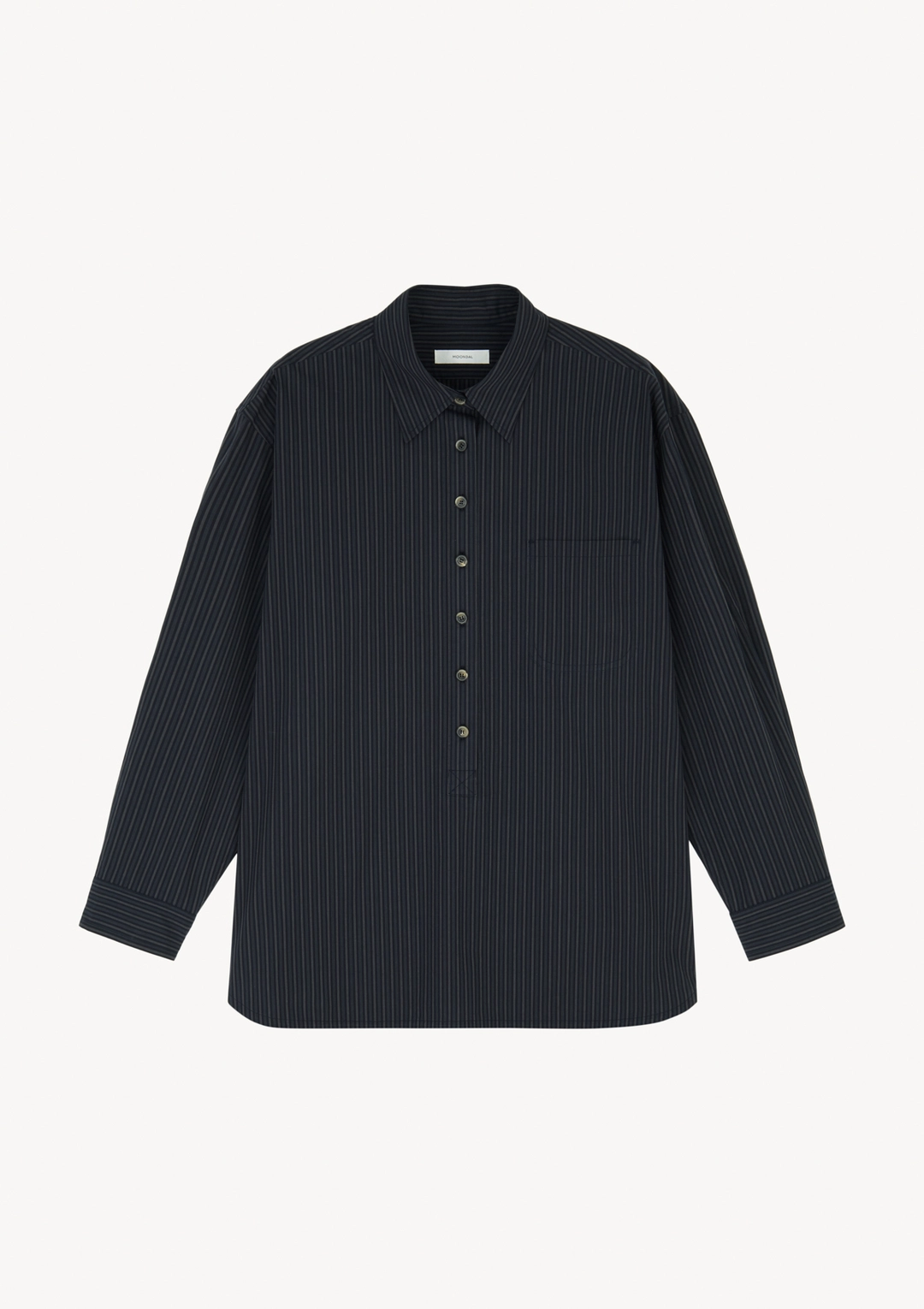 문달 Menton Henley Shirt in Navy Stripe 상품 이미지 1