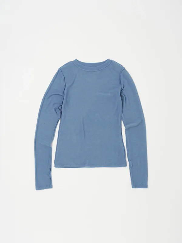 INSIDE OUT LONG SLEEVE TOP IN DEEP BLUE