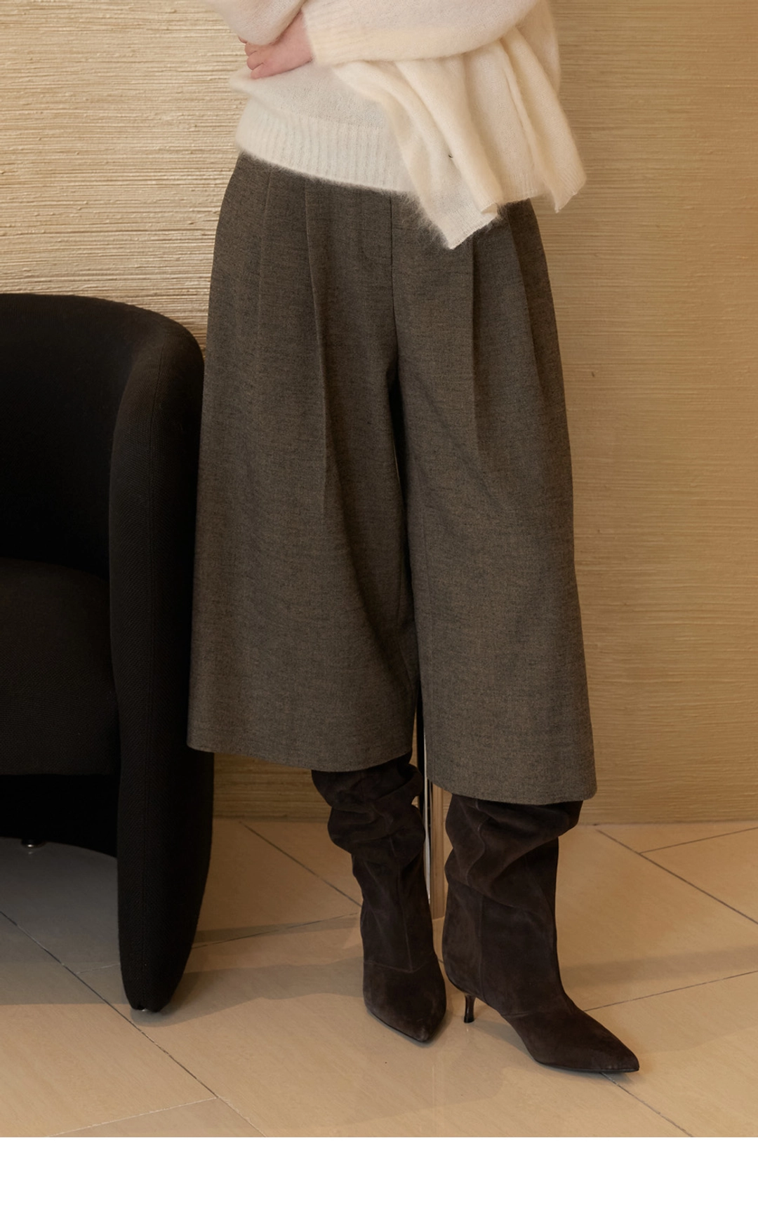 노미나떼 Wide Culottes Pants (Brown) 상품 이미지 3