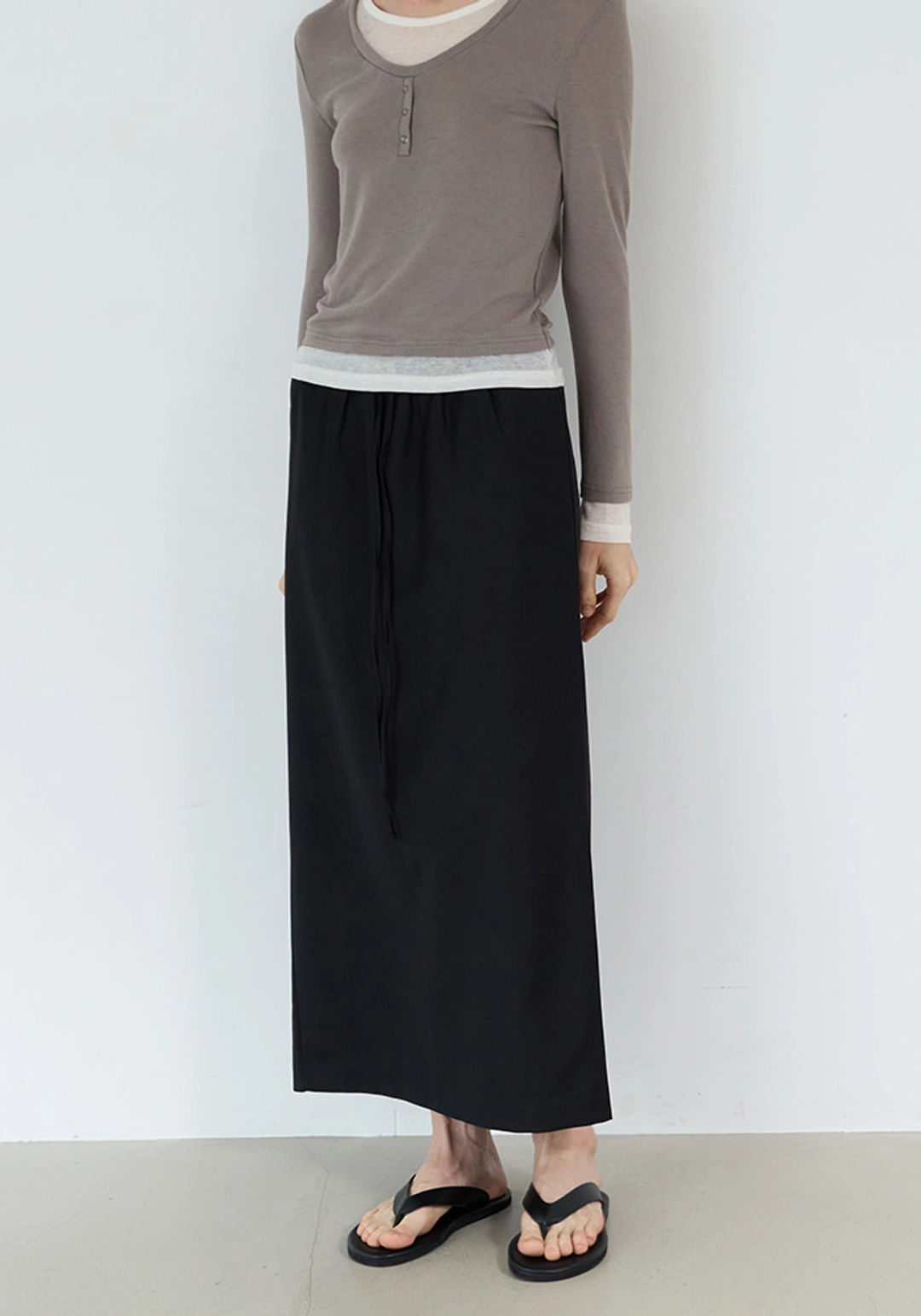 이브세이지 Banding maxi skirt (Black) 상품 이미지 2