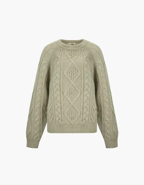 fisherman cable pullover - light khaki