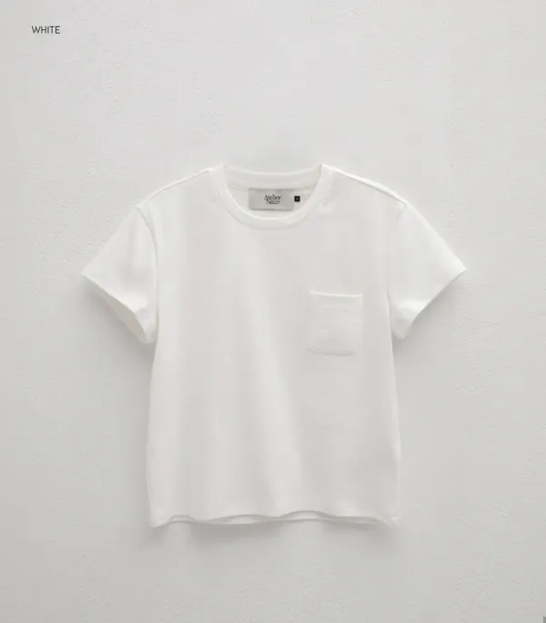 (T-6993)SOLID POCKET SLIM TEE