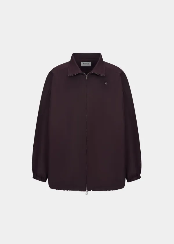 W NYLON HIGH-NECK ZIP-UP JUMPER - WINE
