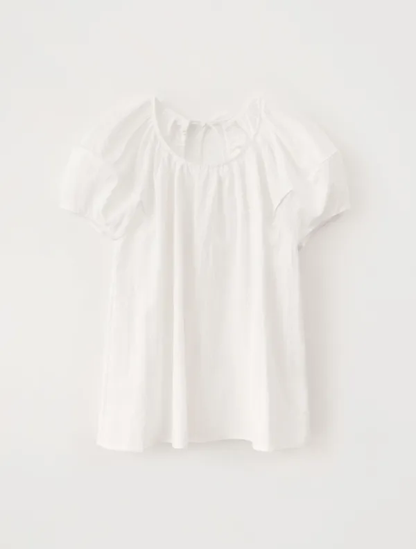Joy Puff Shirring Blouse (White)