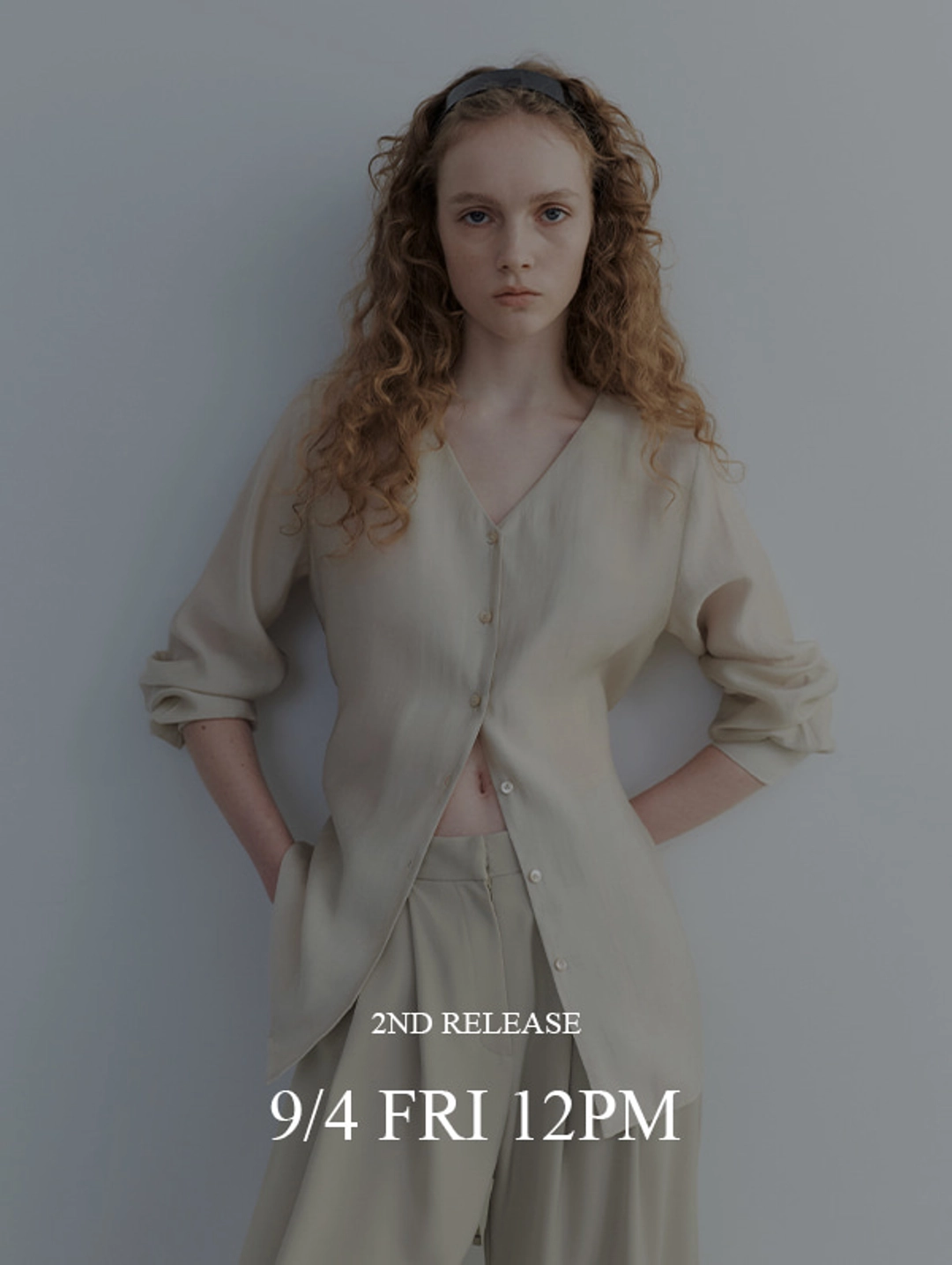 오디에스 Notch Tencel Blouse (Beige) 상품 이미지 2