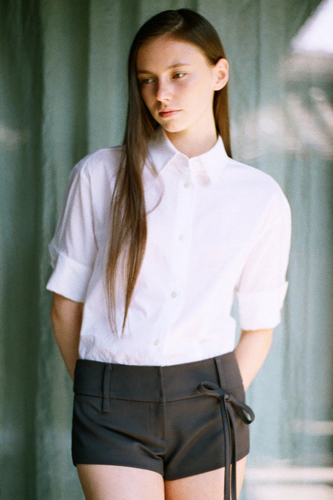 더티스 [ITALY FABRIC] CLASSIC ROLL-UP HALF SHIRT (IVORY) 상품 이미지 2