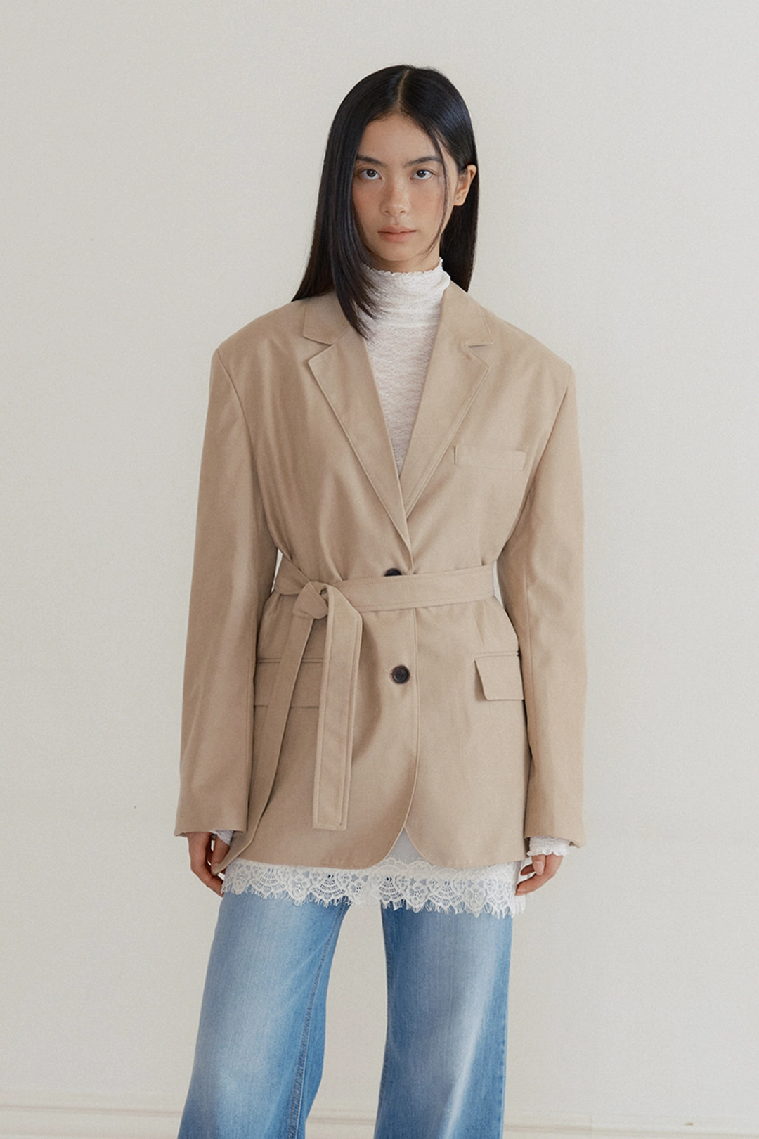 루시르주 Suede Belted Overfit Jacket (beige) 상품 이미지 2