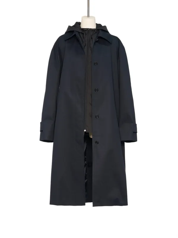 FW25 BLACK HOODIED SINGLE COAT