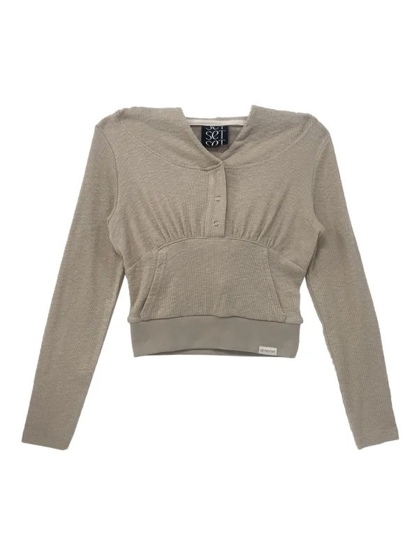 THREE BUTTON HODDIE BEIGE