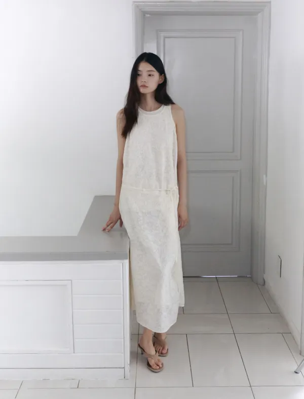 LACE OVERLAY WRAP DRESS [IVORY]