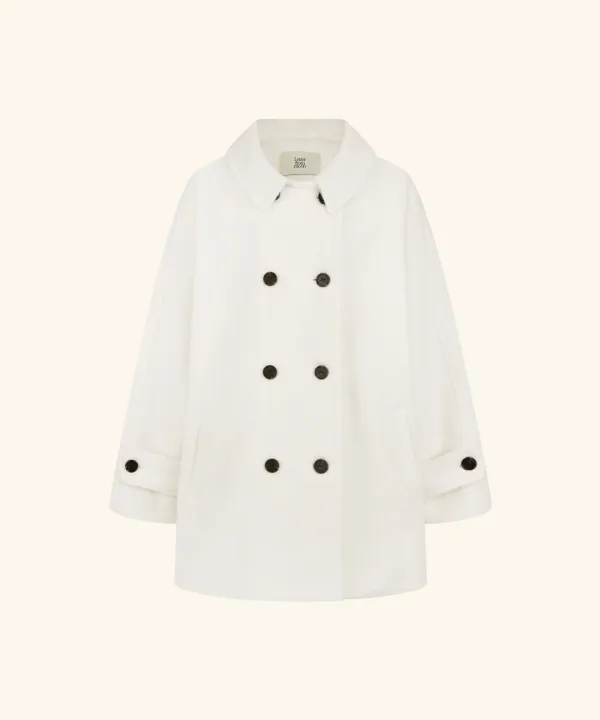 Melia Hairy Wool Half Coat ( Ivory )