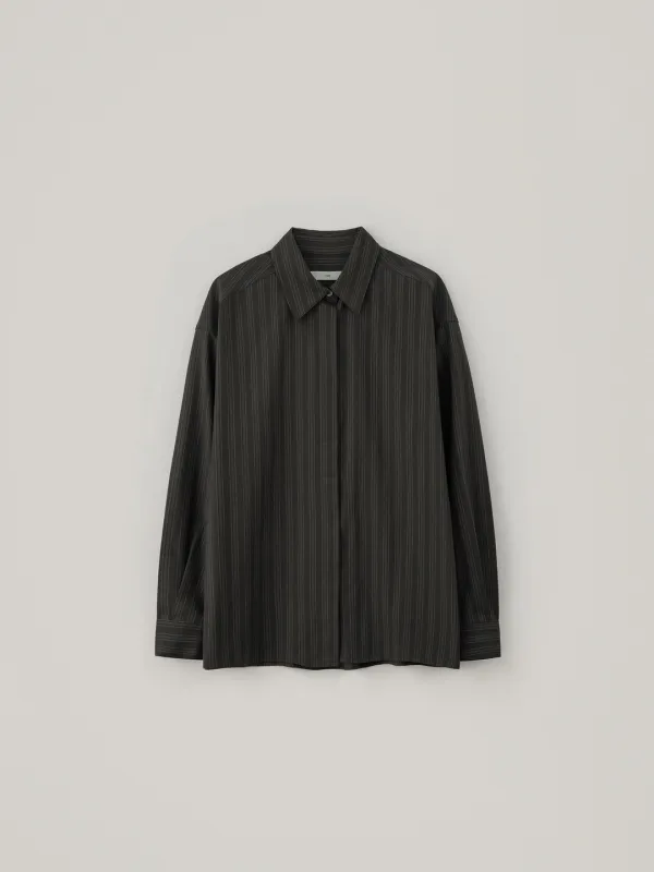 Stripe Urban Two-Way Shirt - Charcoal