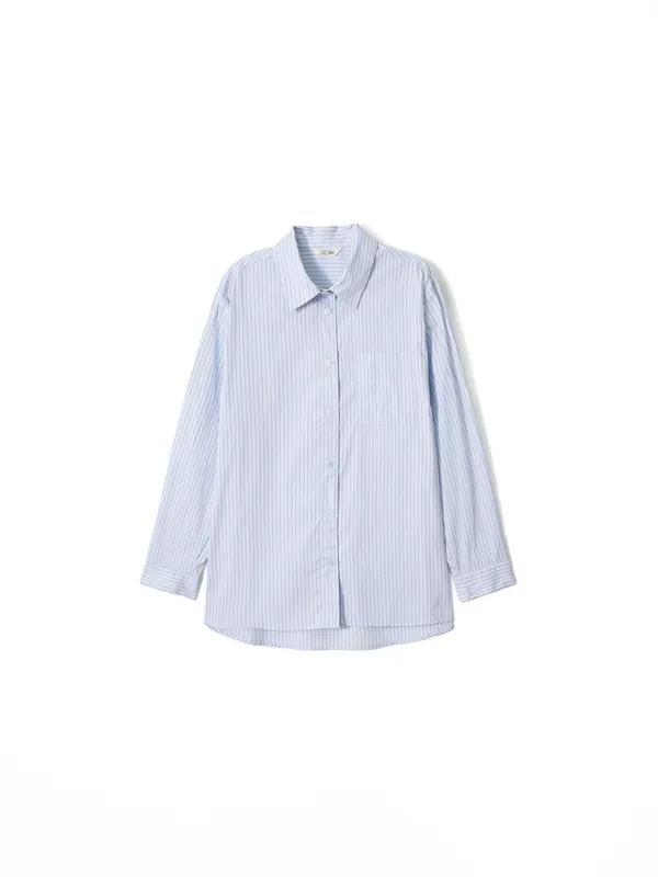 Stripe Oversized Shirt Sky Blue