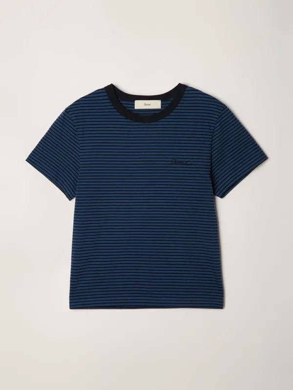 ESSENTIAL STRIPE LOGO T-SHIRT BLUE NAVY STRIPE_UDTS6B232B2
