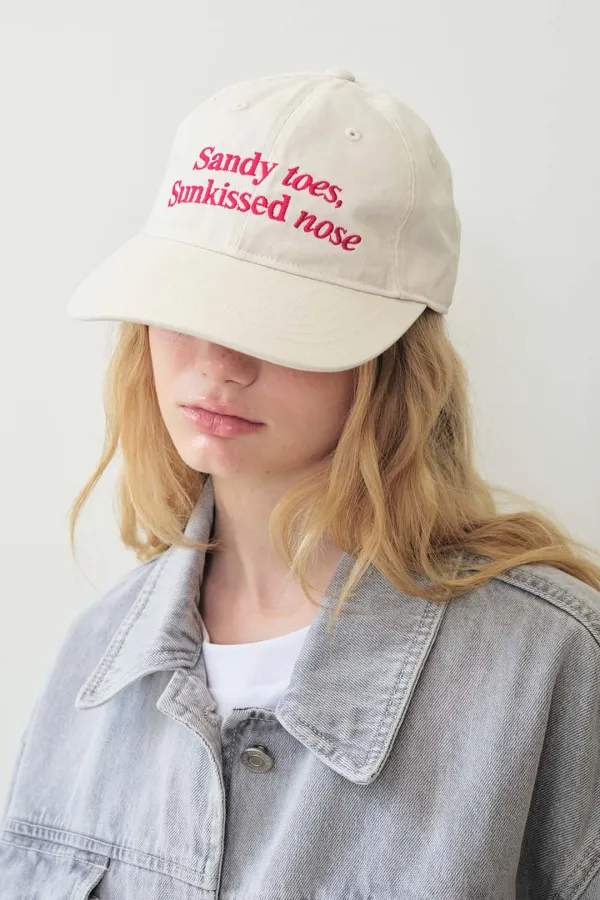 Typo Cotton Baseball Cap, Ivory
